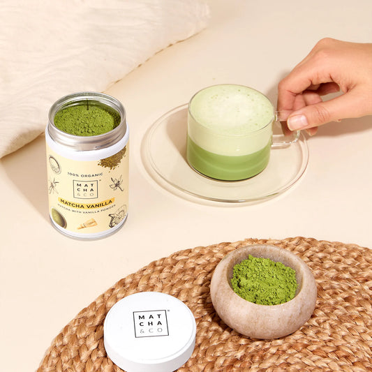 đ Poudre de Matcha CĂ©rĂ©monial Vanille Bio · Douceur & Ăquilibre · Matcha & Co