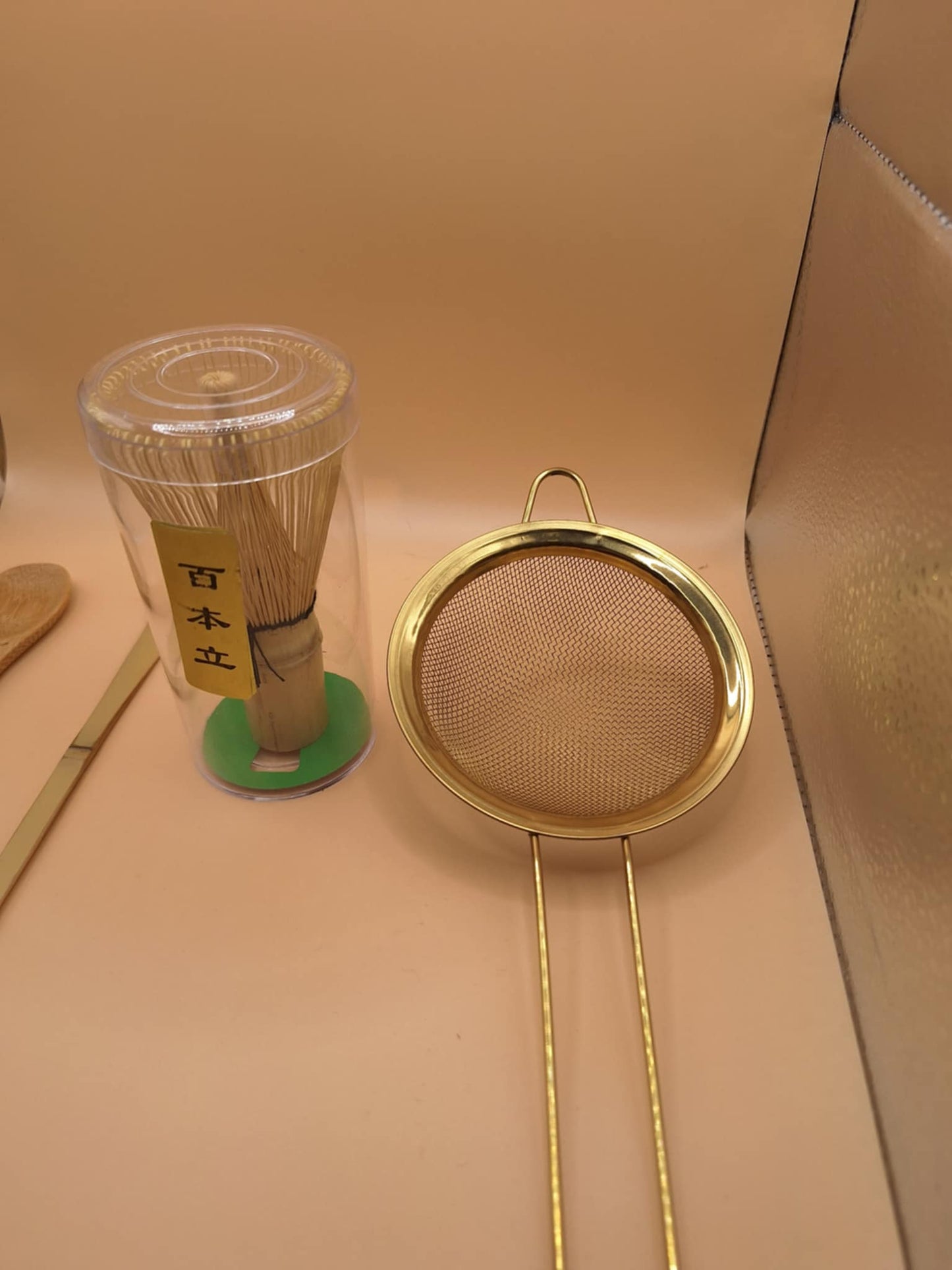 Matcha Utensils – 4-Piece Set with Gold Strainer