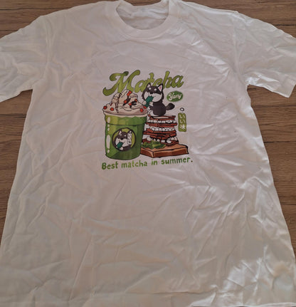 🍦 T-shirt Femme – Best Matcha in Summer avec Husky & Chantilly 🐶🍵