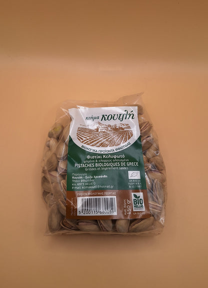 🌿 Pistaches 100% Bio de Fthiotide – 150g | Ktima Koutli  (pistaches grillées en coque – terroir d’exception de Grèce centrale)