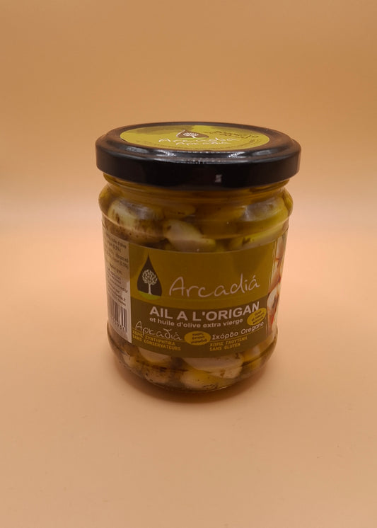 🧄 Ail grec Confit à l’Huile d’Olive & Origan – Arcadia (200g)