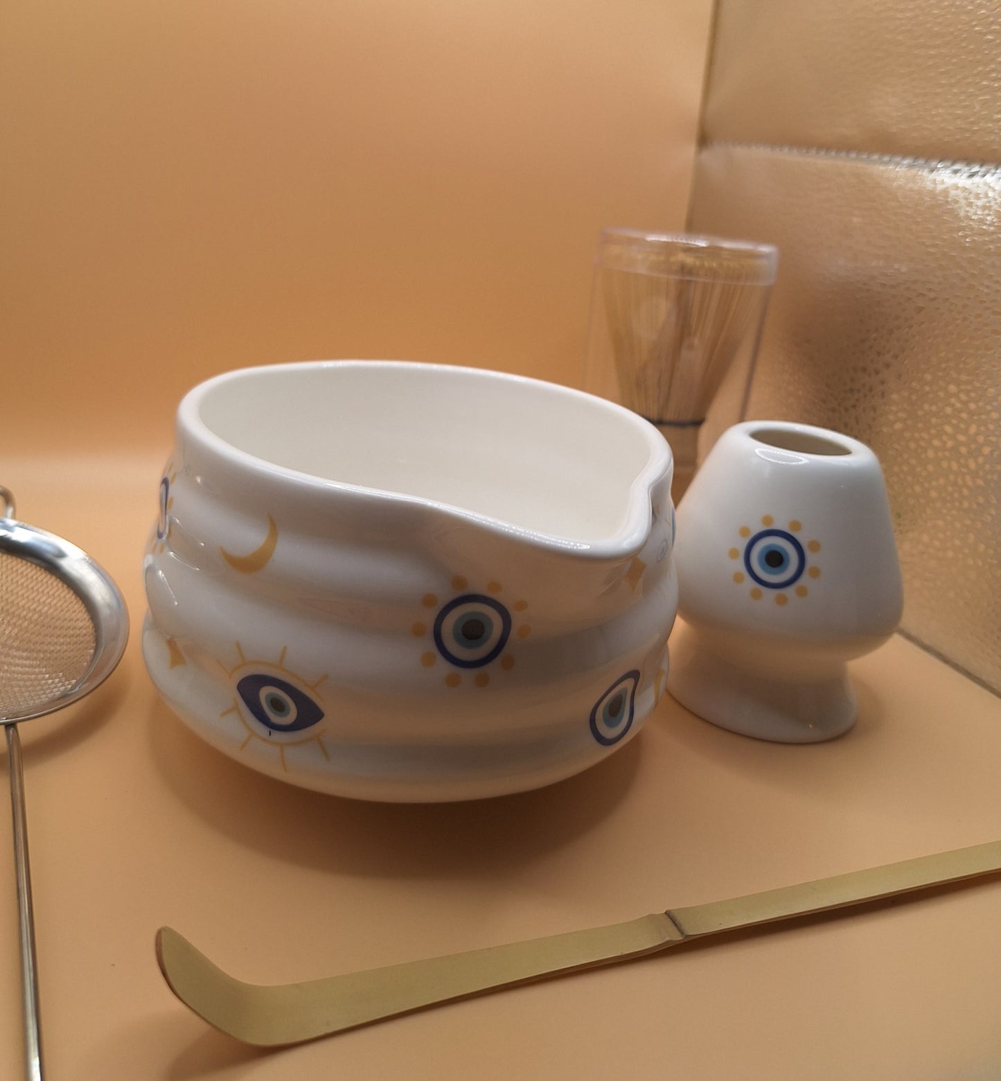 👁️‍🗨️ Set Matcha 5 pièces en céramique – Mati (μάτι) l'oeil du diable