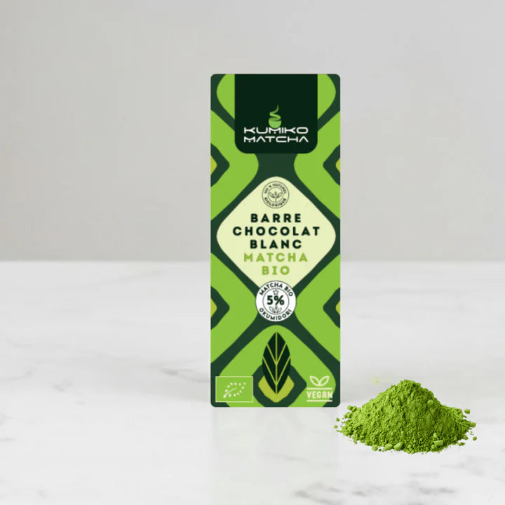 🍫🌿 Barre Chocolat Blanc & Matcha Bio Okumidori 5% Snack d’exception –  Bio & vegan - Kumiko Matcha