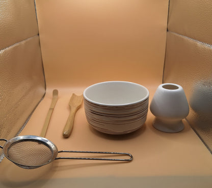 "Senmon" – Set de Matcha 5 pièces en céramique – 線紋 : Traces du thé