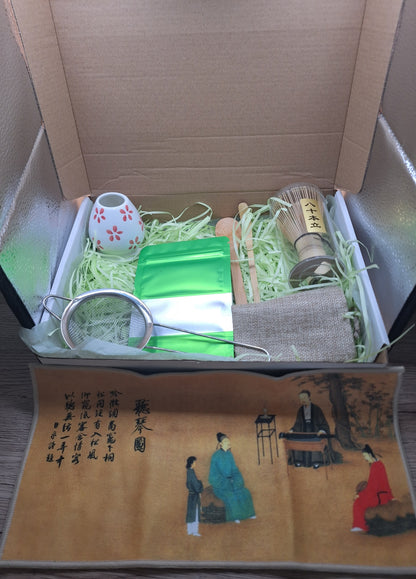 Coffret cadeau Matcha avec fouet , support , cuillères en bambou , pochons et sachet matcha - Style au choix