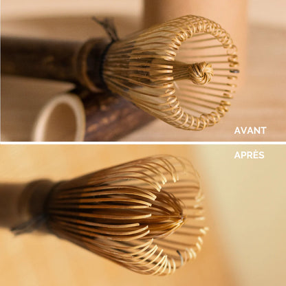 🌿✨ Fouet Chasen Long en Bambou – Manche Brun | Anatae ✨🌿