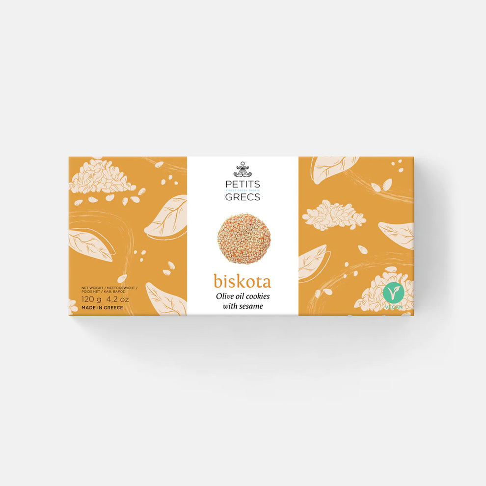 Biscuits grecs à l’huile d’olive & graines de sésame – 120 g 🍊🌿