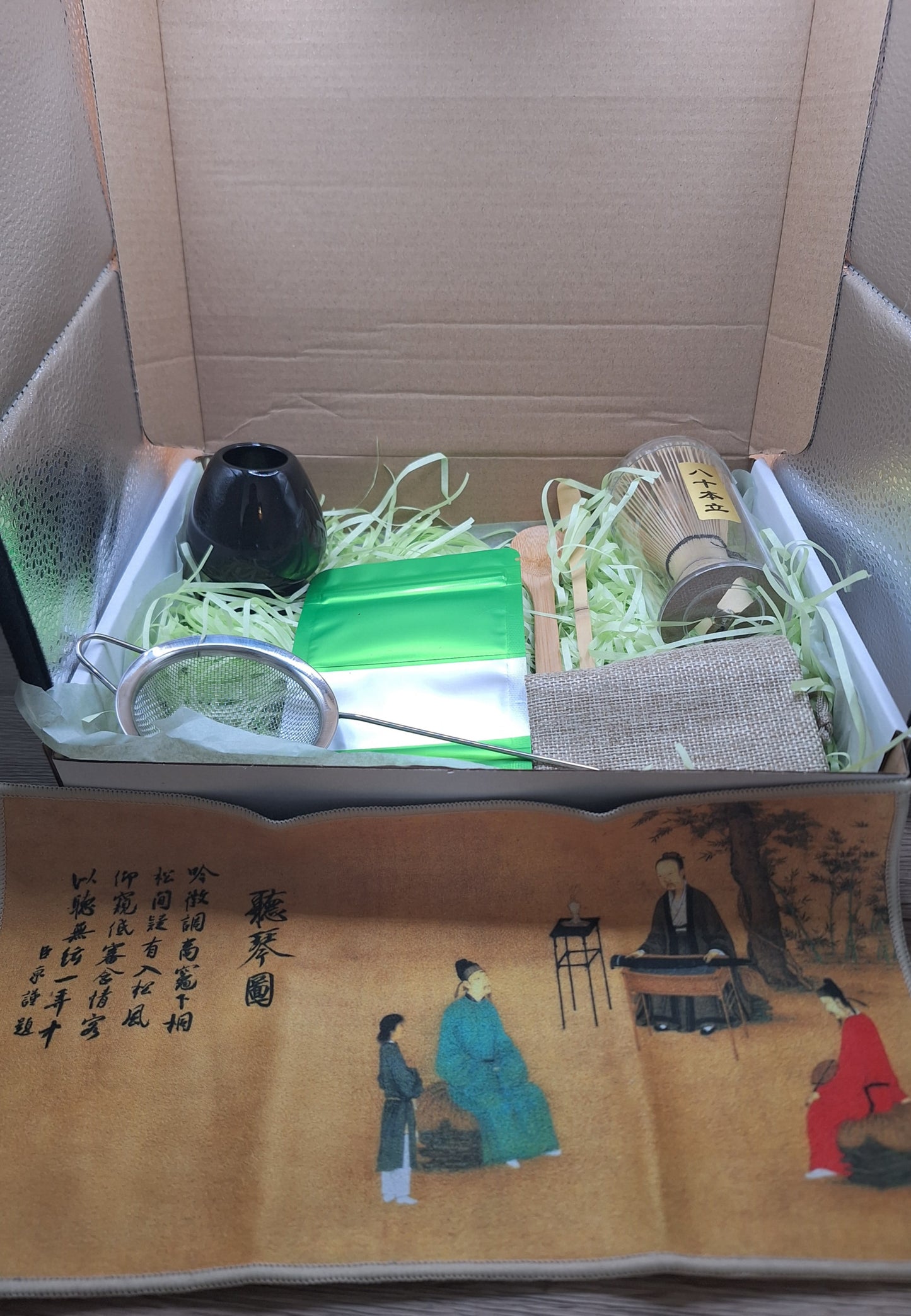 Coffret cadeau Matcha avec fouet , support , cuillères en bambou , pochons et sachet matcha - Style au choix