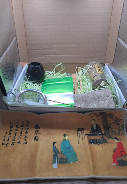 Coffret cadeau Matcha avec fouet , support , cuillères en bambou , pochons et sachet matcha - Style au choix