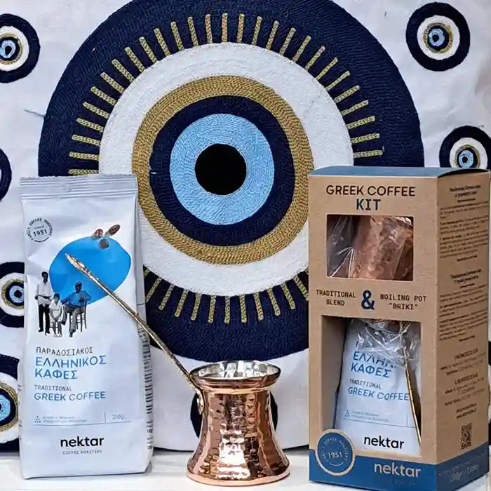 🎁 Coffret Gourmet – Café Traditionnel Grec & Briki en Laiton