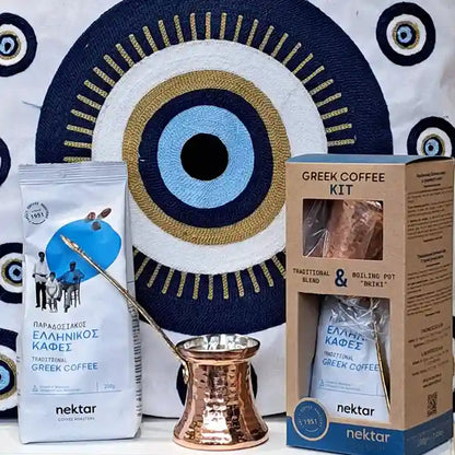 🎁 Coffret Gourmet – Café Traditionnel Grec & Briki en Laiton