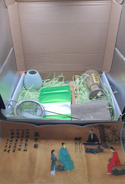 Coffret cadeau Matcha avec fouet , support , cuillères en bambou , pochons et sachet matcha - Style au choix