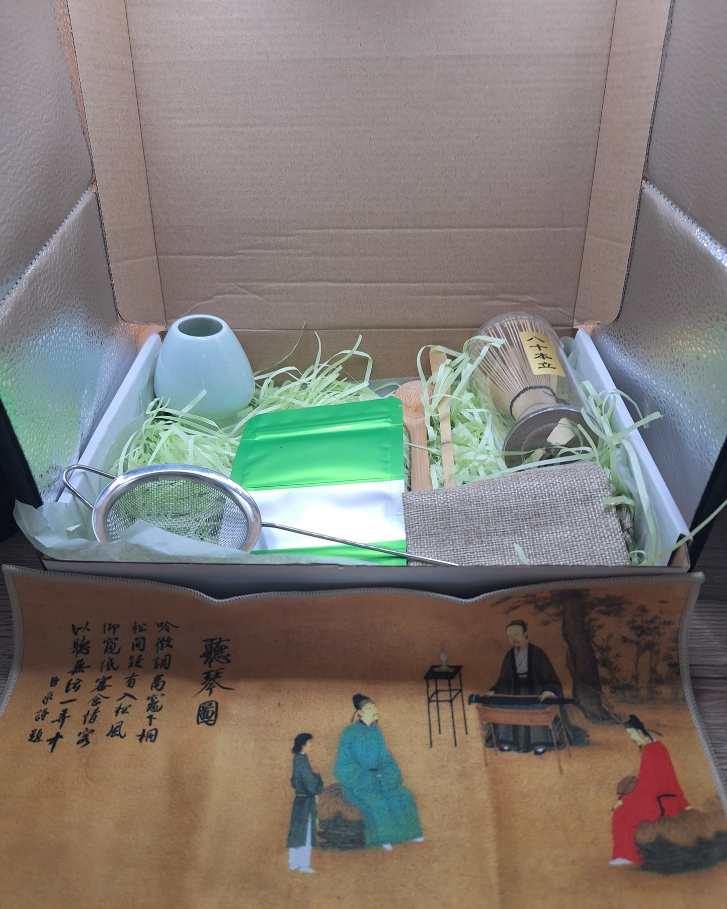 Coffret cadeau Matcha avec fouet , support , cuillères en bambou , pochons et sachet matcha - Style au choix