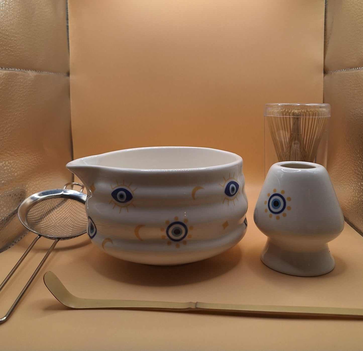 👁️‍🗨️ Set Matcha 5 pièces en céramique – Mati (μάτι) l'oeil du diable