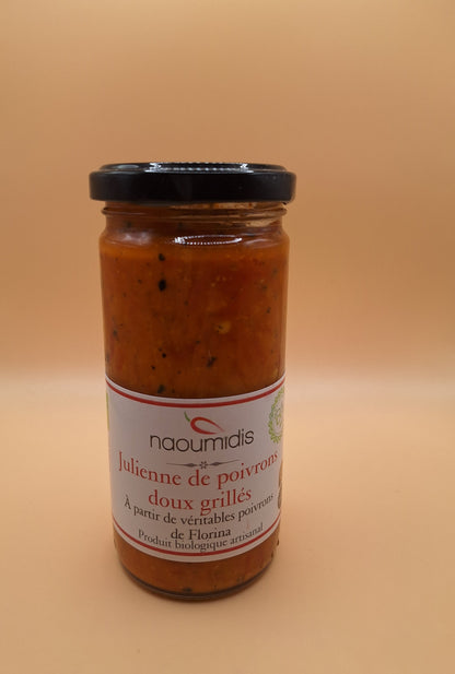 🔥 Purée BIO d’Aubergines & Poivrons Rouges de Florina – Naoumidis – 245g (avec les célèbres poivrons Florinis, les plus réputés de Grèce)