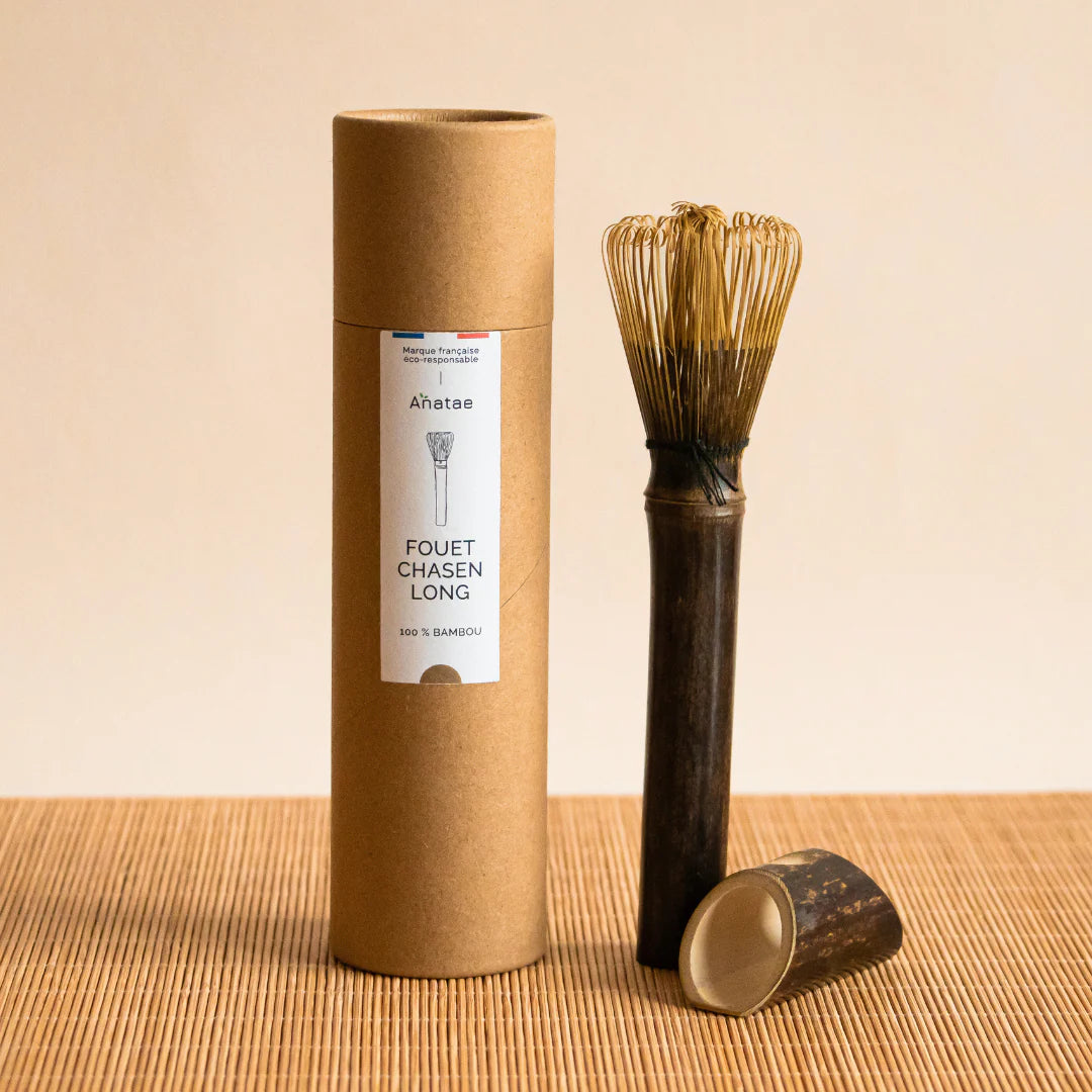 🌿✨ Fouet Chasen Long en Bambou – Manche Brun | Anatae ✨🌿