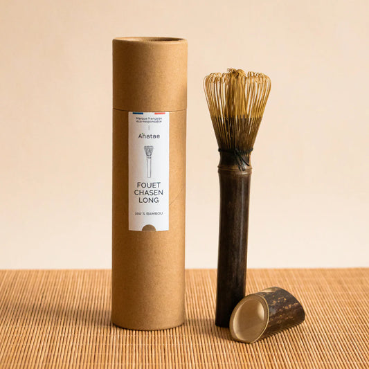 🌿✨ Fouet Chasen Long en Bambou – Manche Brun | Anatae ✨🌿
