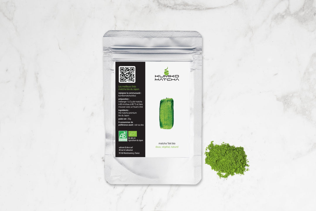 🍵 Matcha TOKI Bio (時 – “Temps”) – 25g
🌱 Sans amertume • Végétal • Doux • Terre Volcanique - Kumiko Matcha